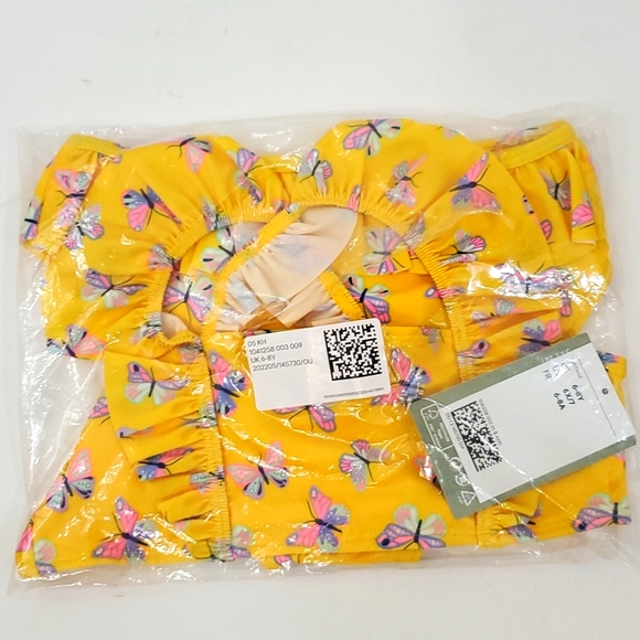 H&M Patterned Ruffle bikini white with butterflies 6x-7 - Picture 4 of 5